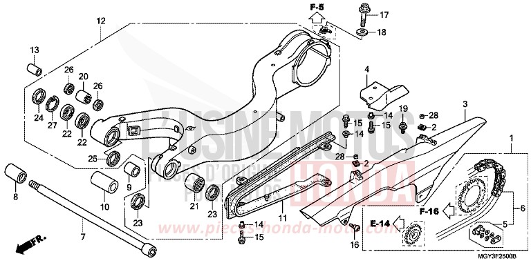 BRAS OSCILLANT de VFR800X "Crossrunner" CANDY BLAZING RED (R195) 2011